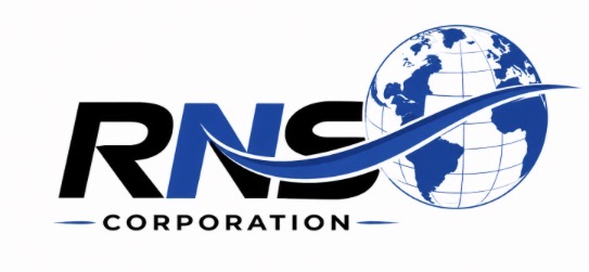 RNS Corporation logo — blue globe emblem with wordmark